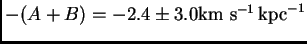 $\displaystyle -(A+B) = -2.4\pm 3.0 {\hbox{\rm km s$^{-1}$}} {\hbox{\rm kpc}}^{-1}$