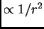 $ \propto 1/r^2$