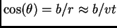 $ \cos(\theta)=b/r\approx b/vt$