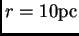 $ r=10\pc$