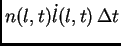 $ n(l,t)\dot l(l,t) \Delta t$