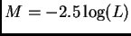 $ M=-2.5\log(L)$