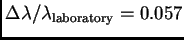 $ \Delta\lambda/\lambda_{\rm laboratory}=0.057$